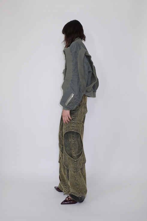 CIRCLE RIB WASHED MA-1 -GRAYISH KHAKI-